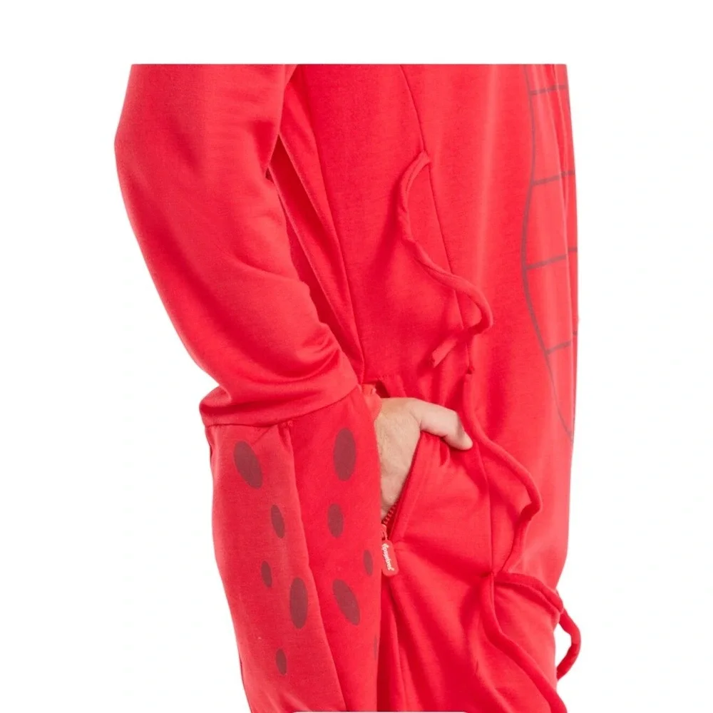 New Tipsy Elves Mens Red Lobster Costume Union Suit Halloween Onesie Pajamas-XS - Picture 5 of 6